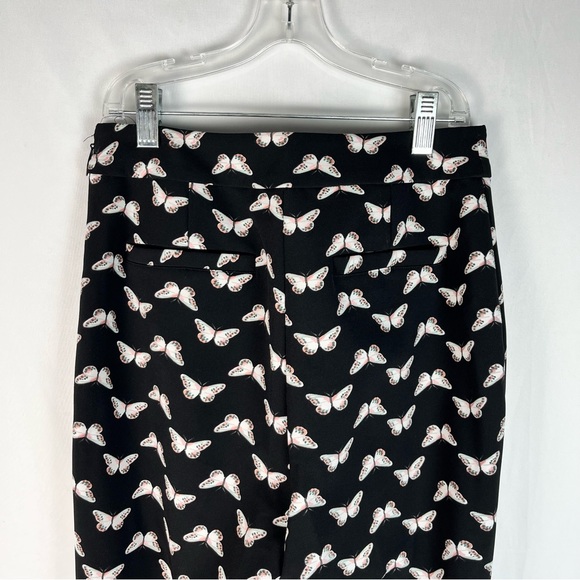 Kate Spade Black Butterfly Print Ankle Cropped Crepe Slack Hidden Zip Slacks 0 - Picture 7 of 7